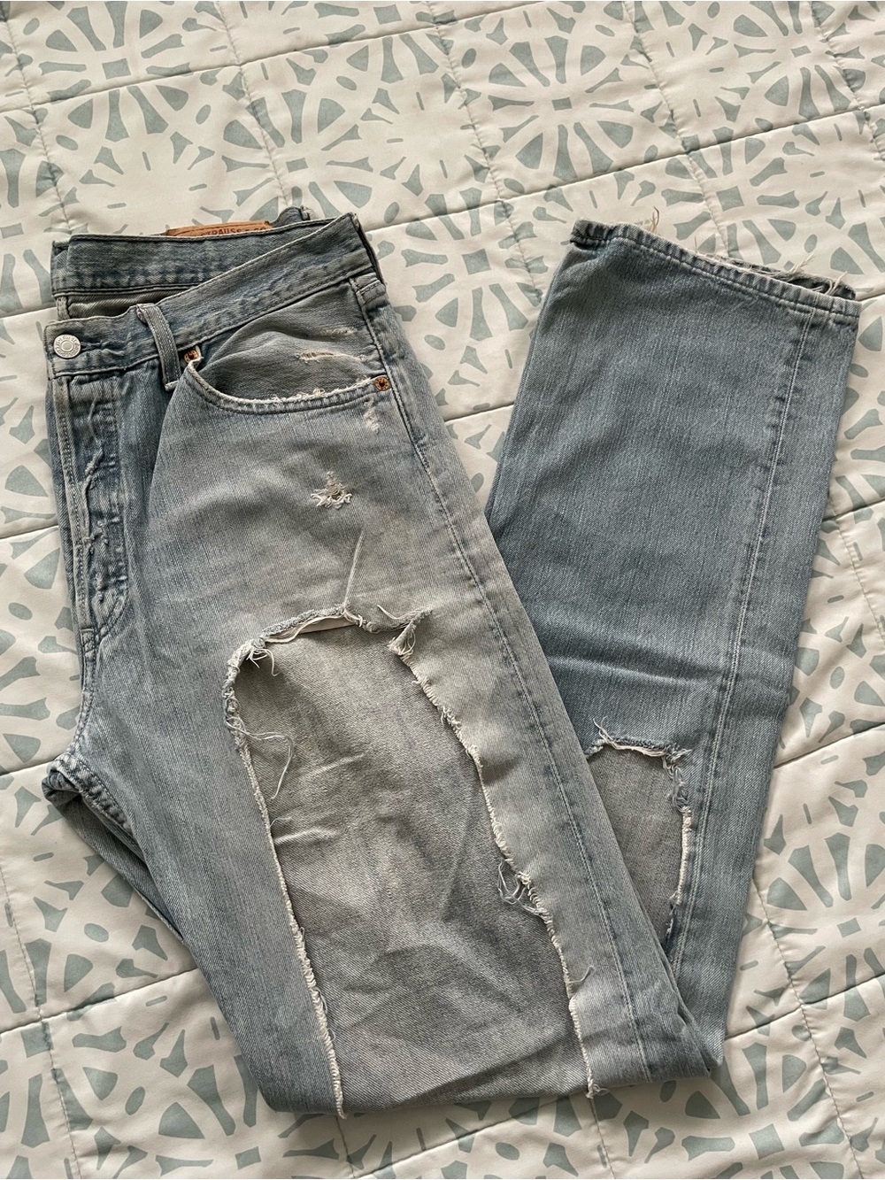 Light Wash Distressed Levi’s 501 Jeans - Women’s Size 10